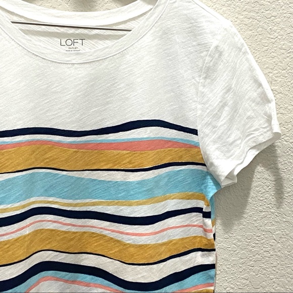 NWT Loft Outlet Wavy Striped Tissue Cotton Tee- Medium - Picture 3 of 12